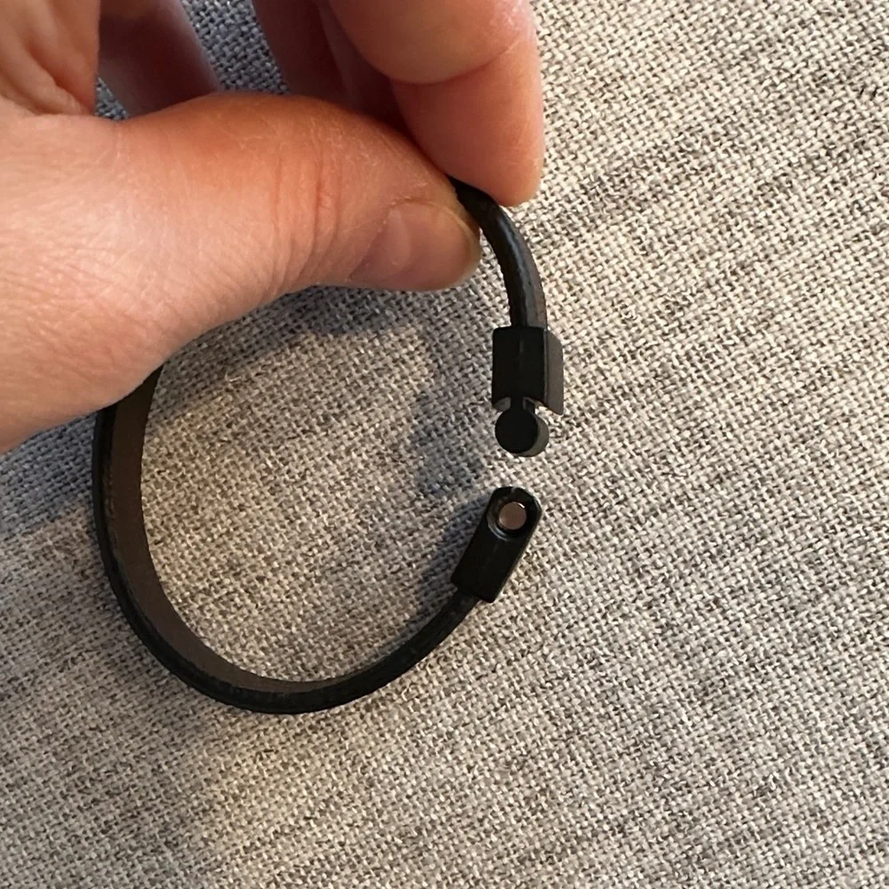 Brown Leather Bracelet with Black magnetic Clasp